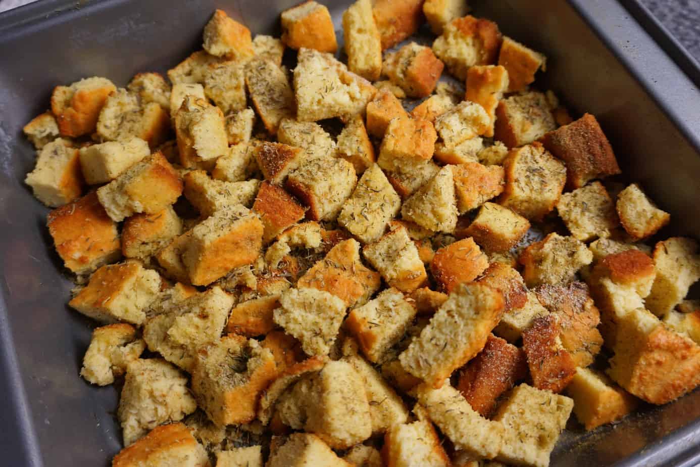 Keto Bread Stuffing Croutons
