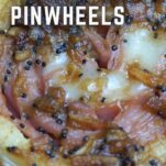 cheesy ham roll up pinwheel with swiss cheese