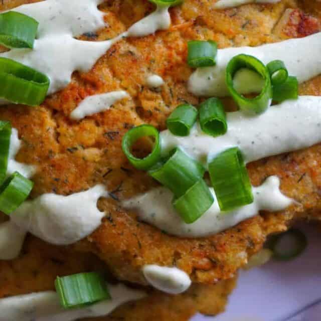 Easy Salmon Cakes with Avocado Sauce — Low Carb Quick