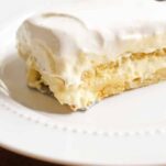 slice of banana layered cream pie