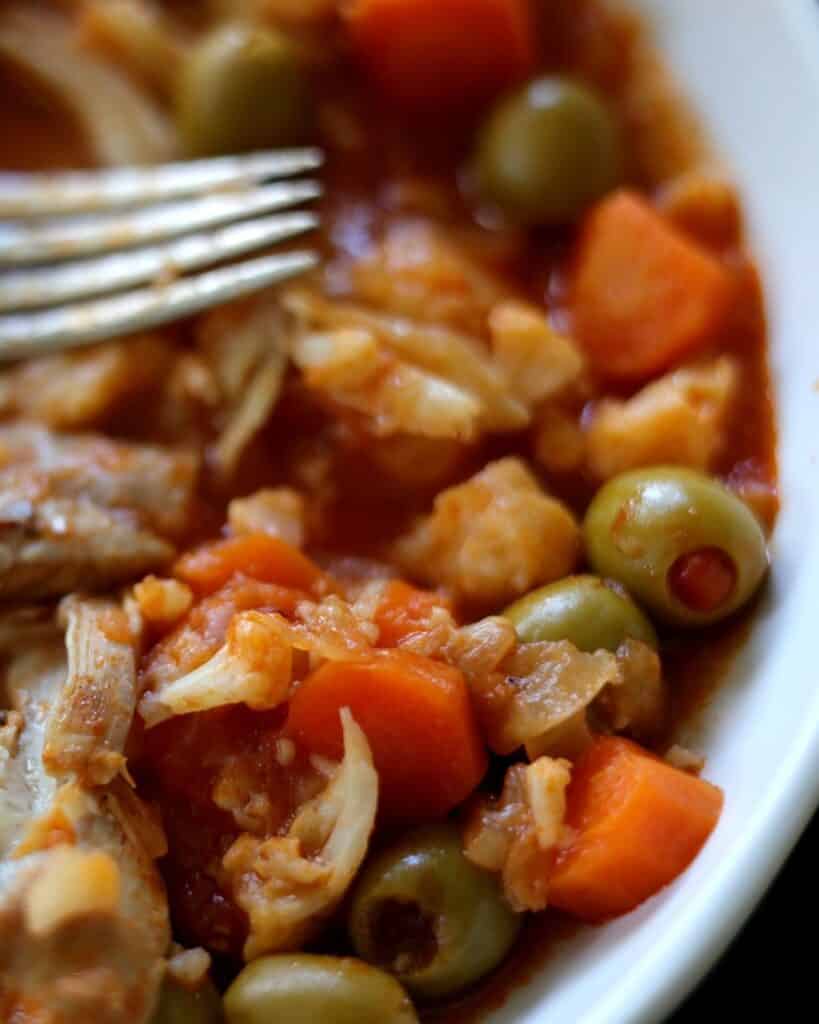 keto chicken stew with carrots olives cauliflower