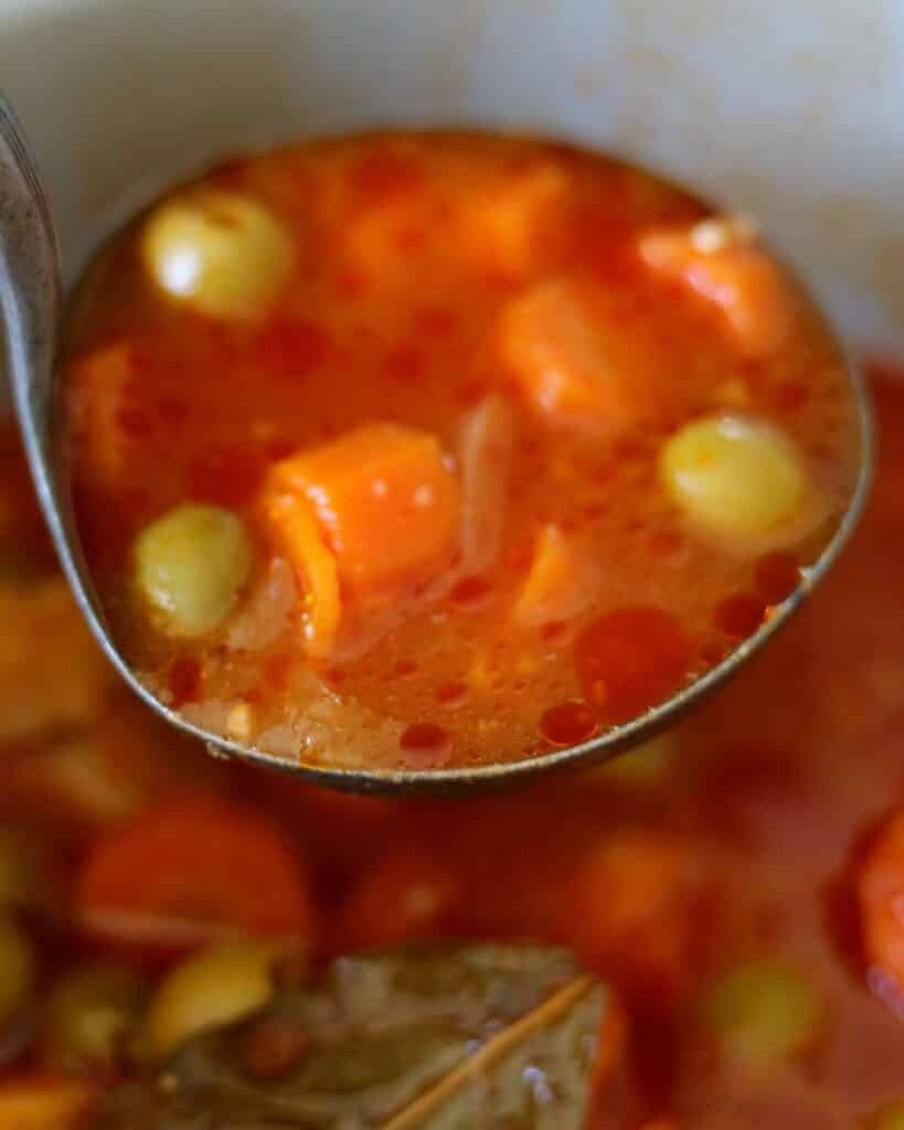 ladle of hearty cuban chicken stew