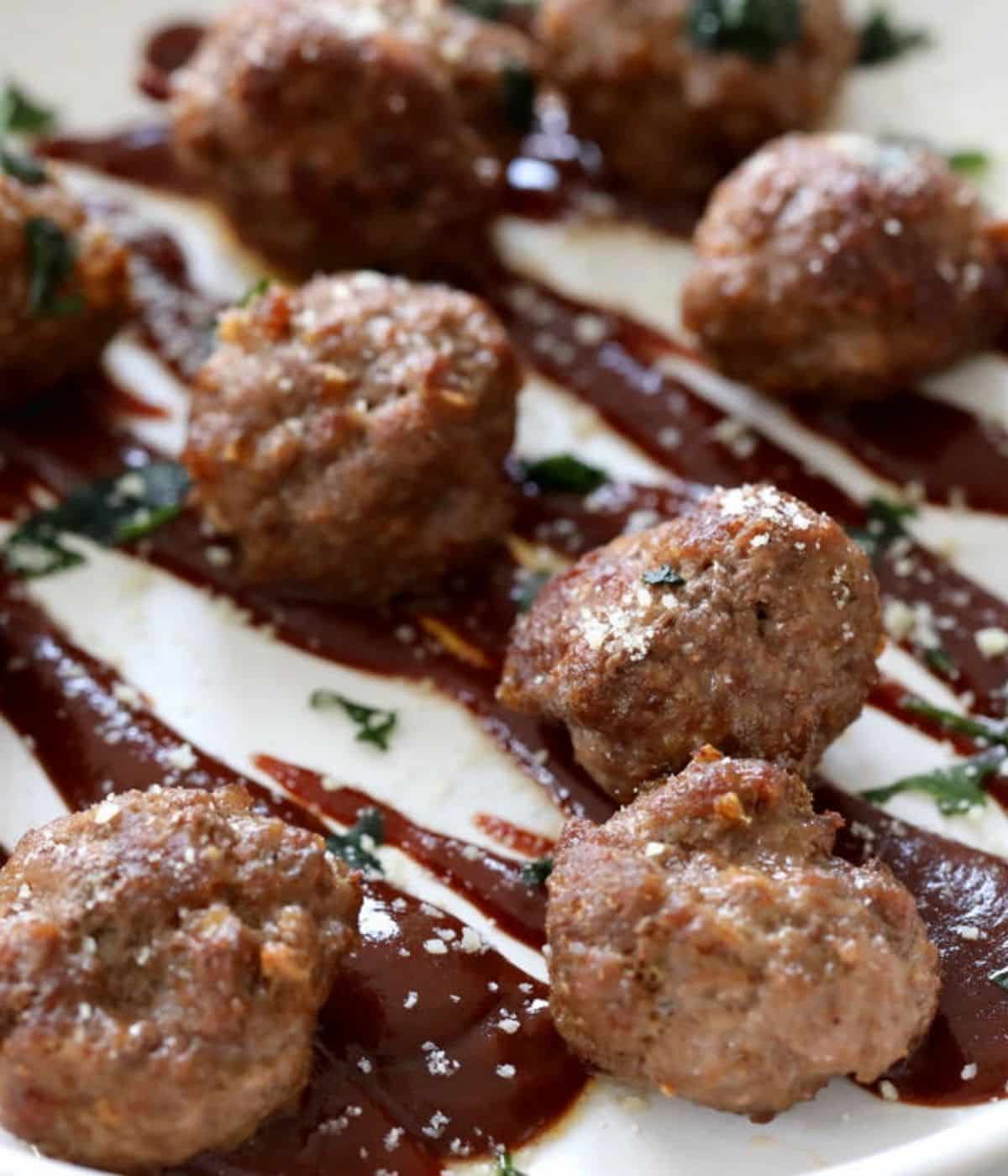 air fried meatballs with sauce