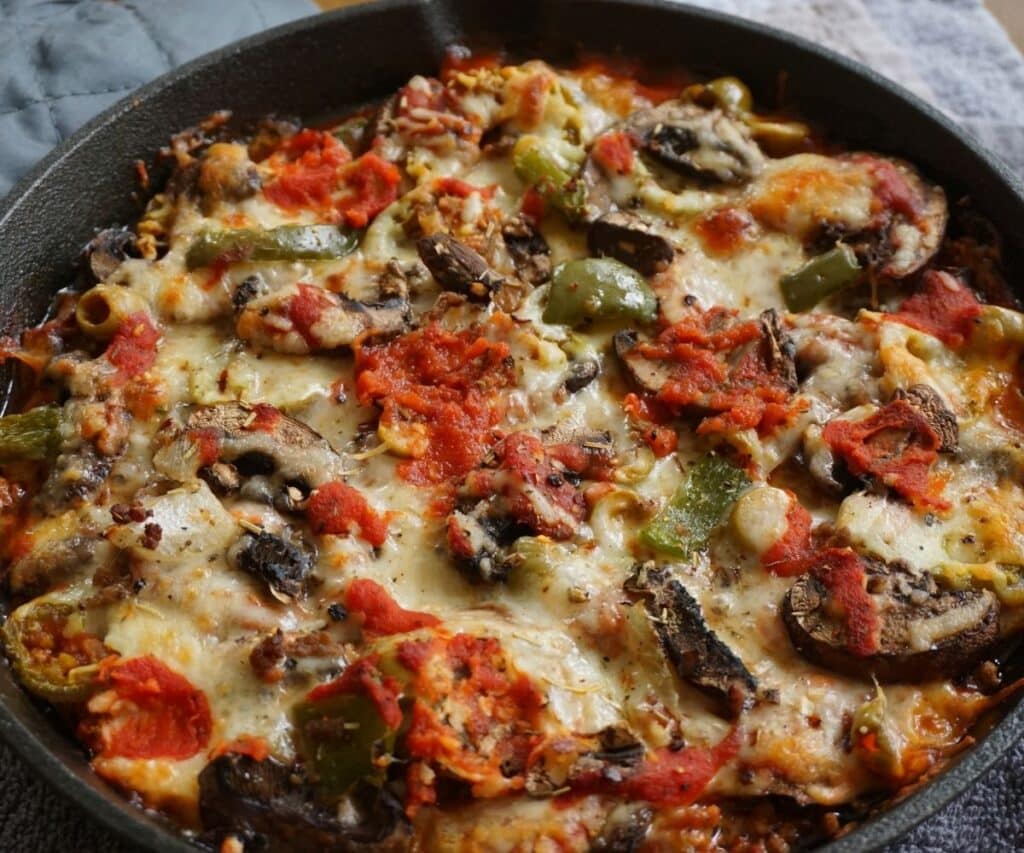 baked crustless keto low carb pizza