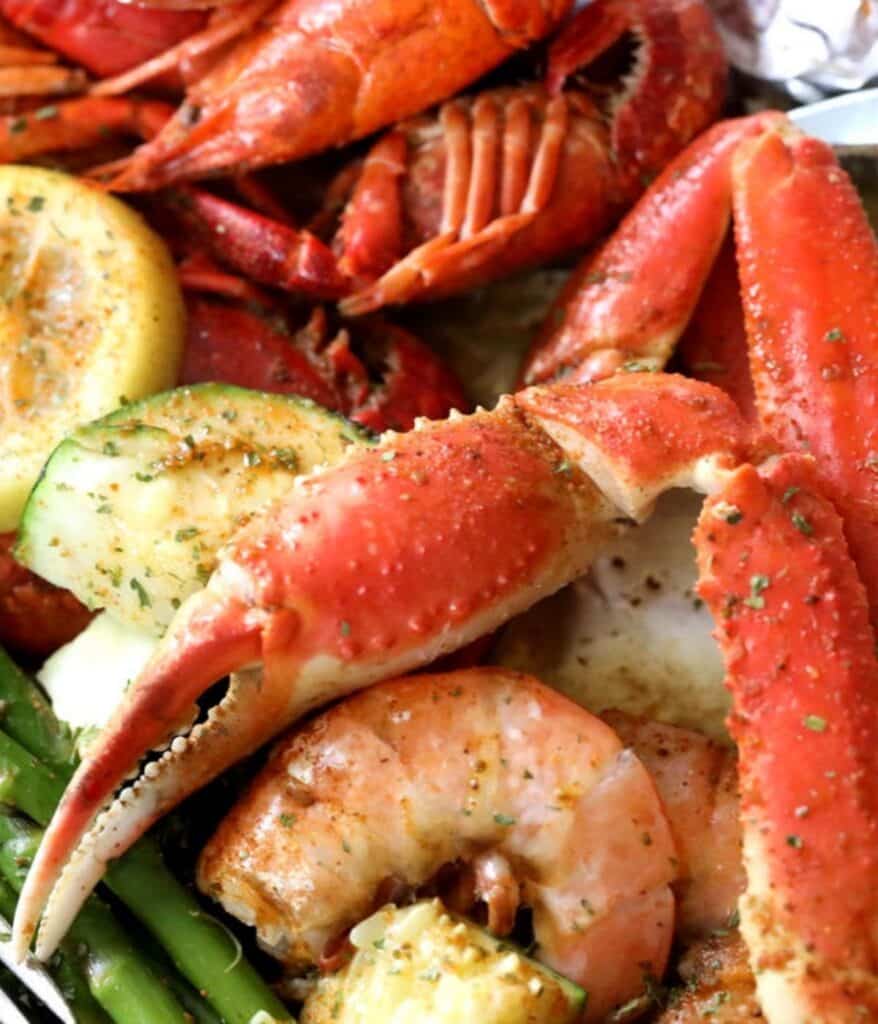 crab claw with shrimp and cajun zucchini squash