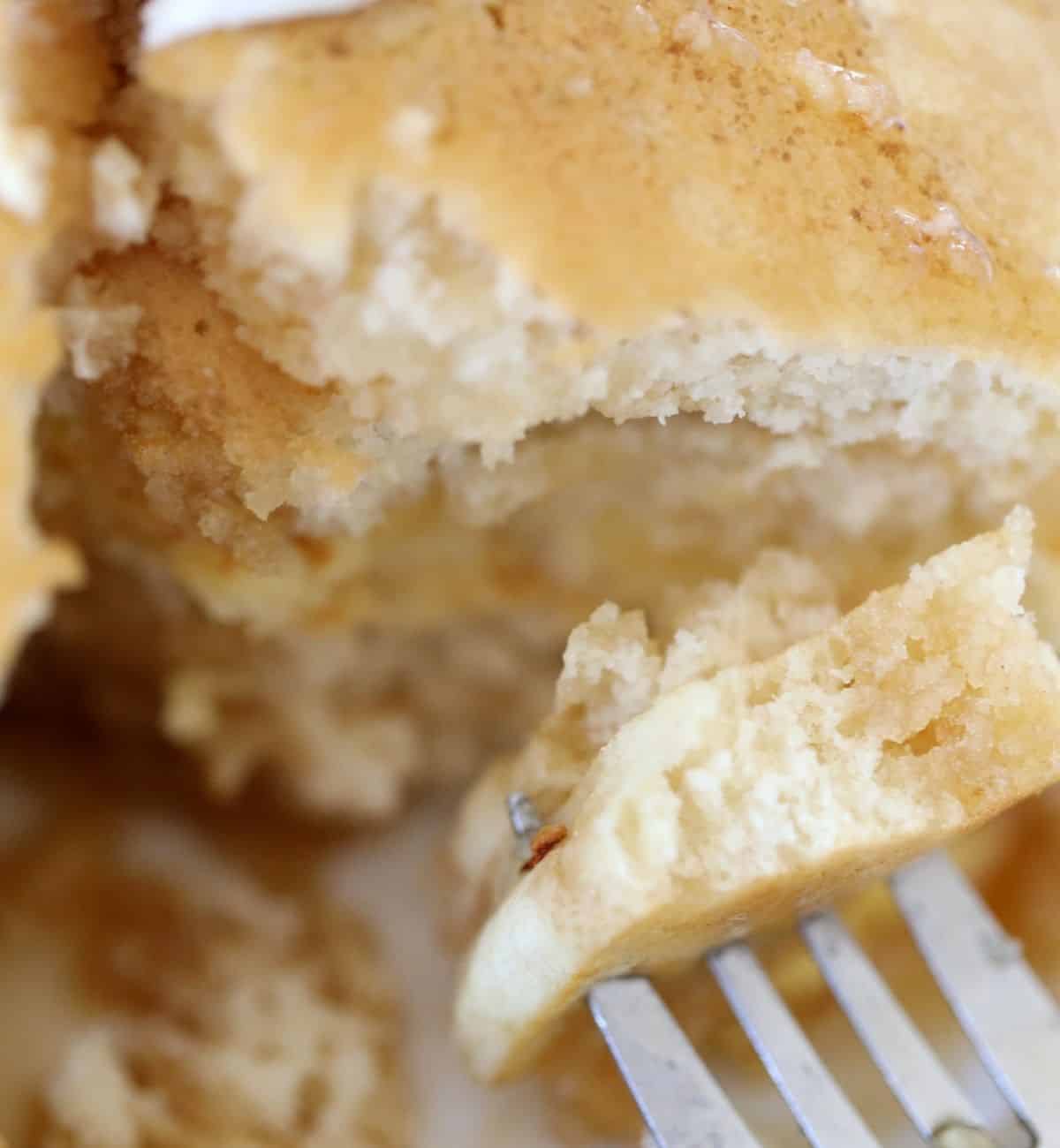 close up of fluffy keto pancakes and sugar free syrup