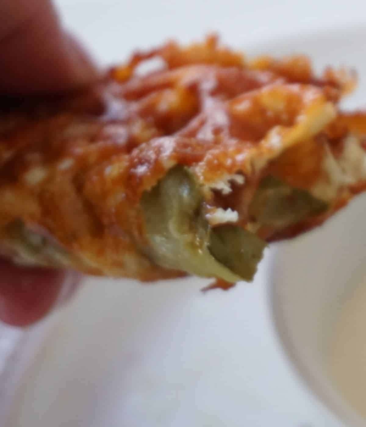 easy to make fried pickle chaffle with cheese