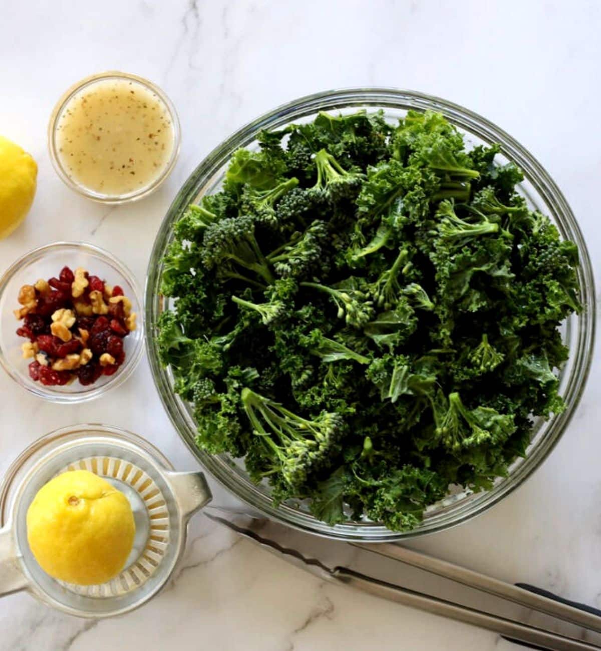 ingredients for kale salad with dressing
