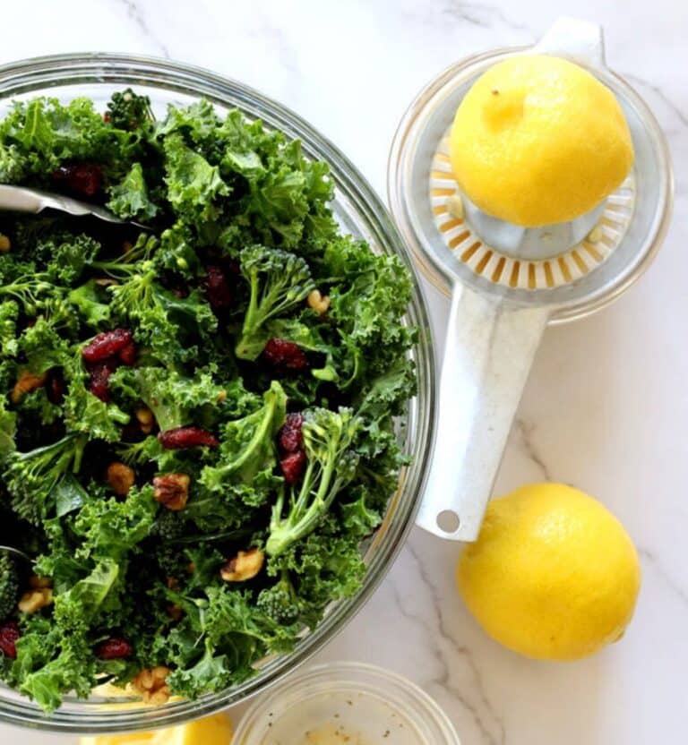 Copycat Chick Fil A Kale Salad With Easy Dressing Low Carb Quick   Salad With Lemon Vinegarette Dijon Dressing 768x832 