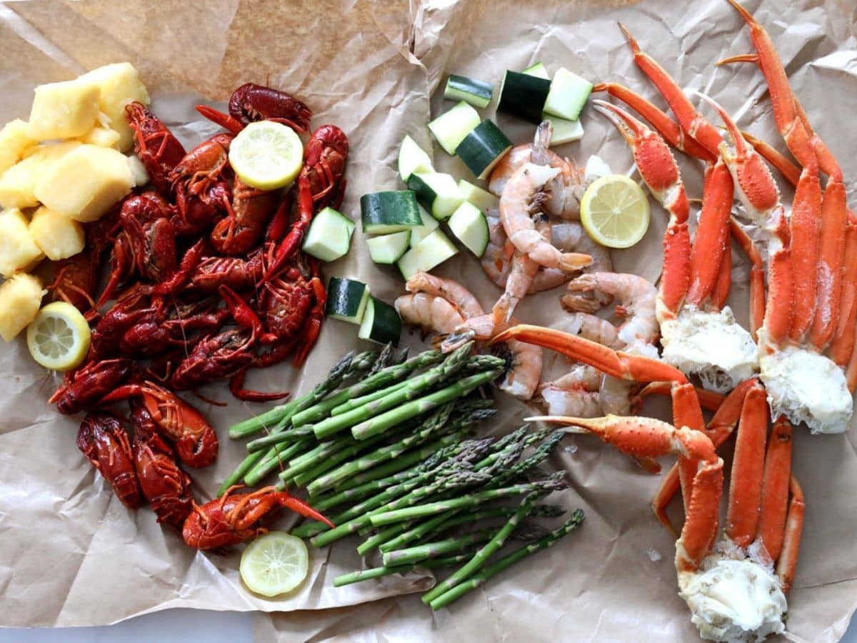 seafood with veggies prep