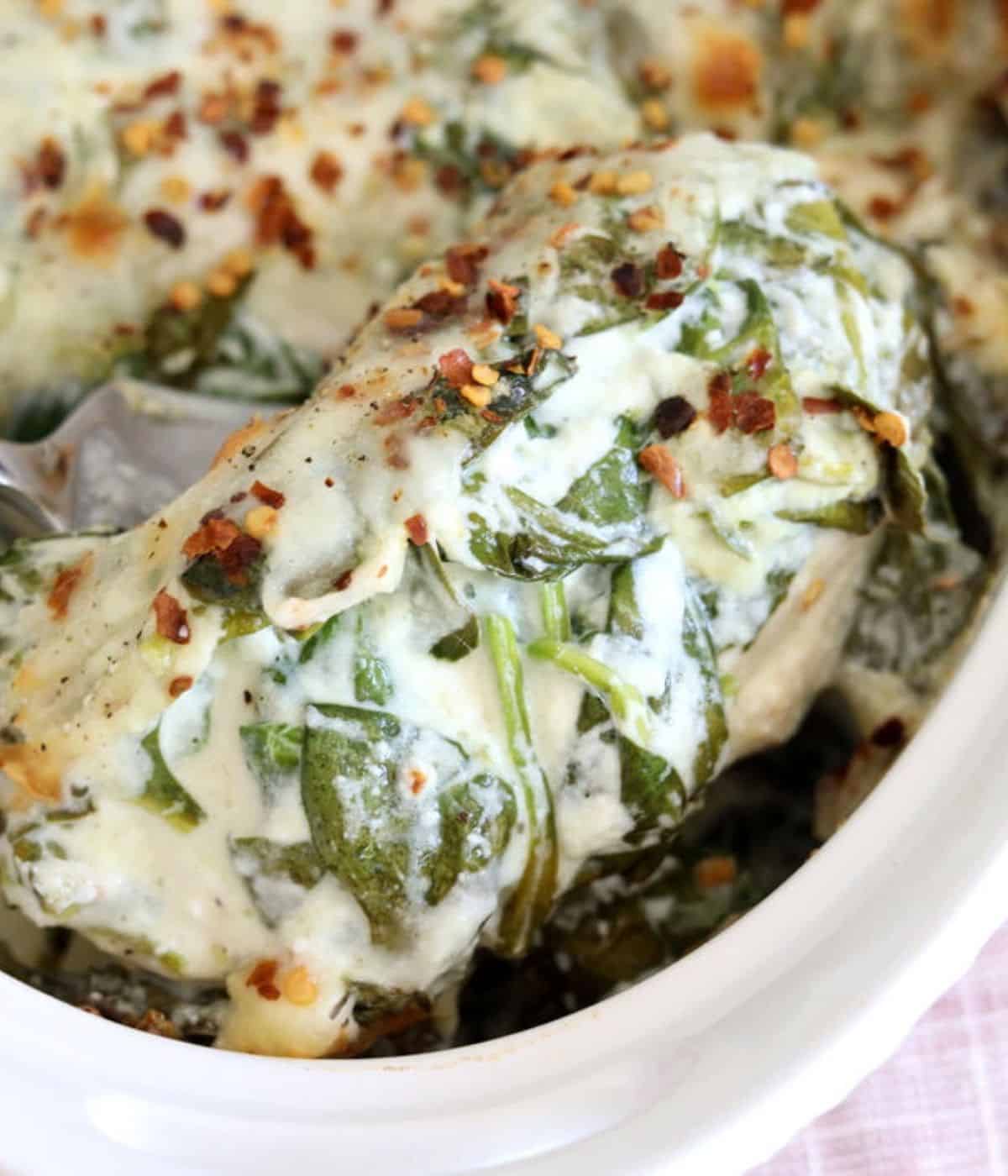 chicken with creamed spinach