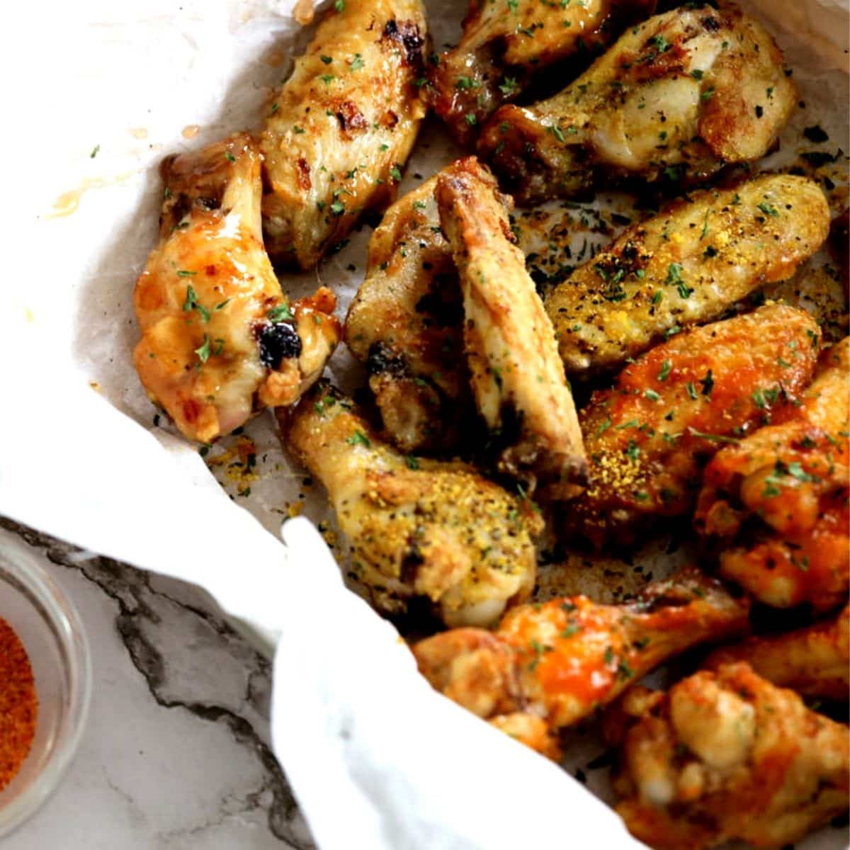 keto chicken wings with five different flavors
