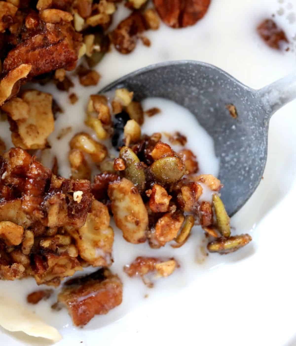 granola with almond milk