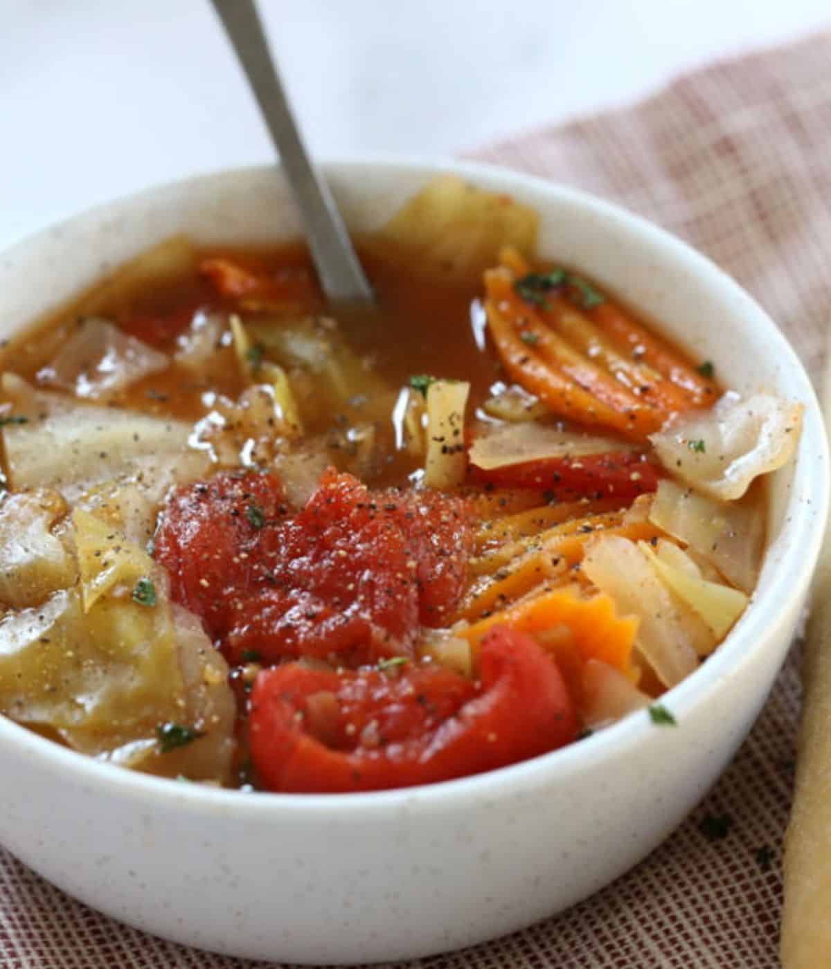 bowl of healthy cabbage soup