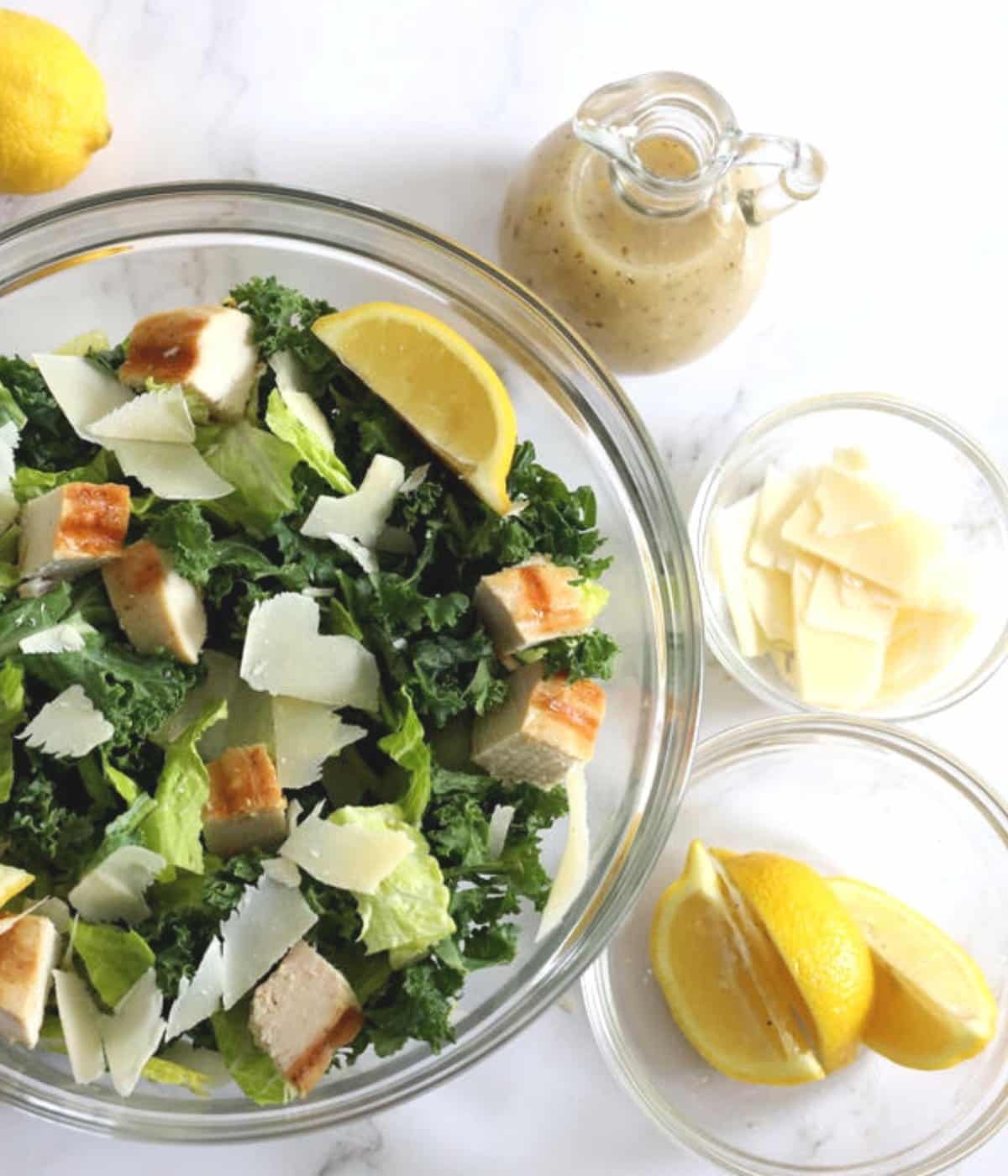 cesar with kale lemon parmesan shredded cheese