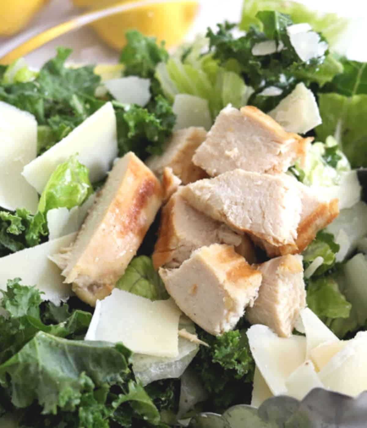 chicken salad with kale and romaine
