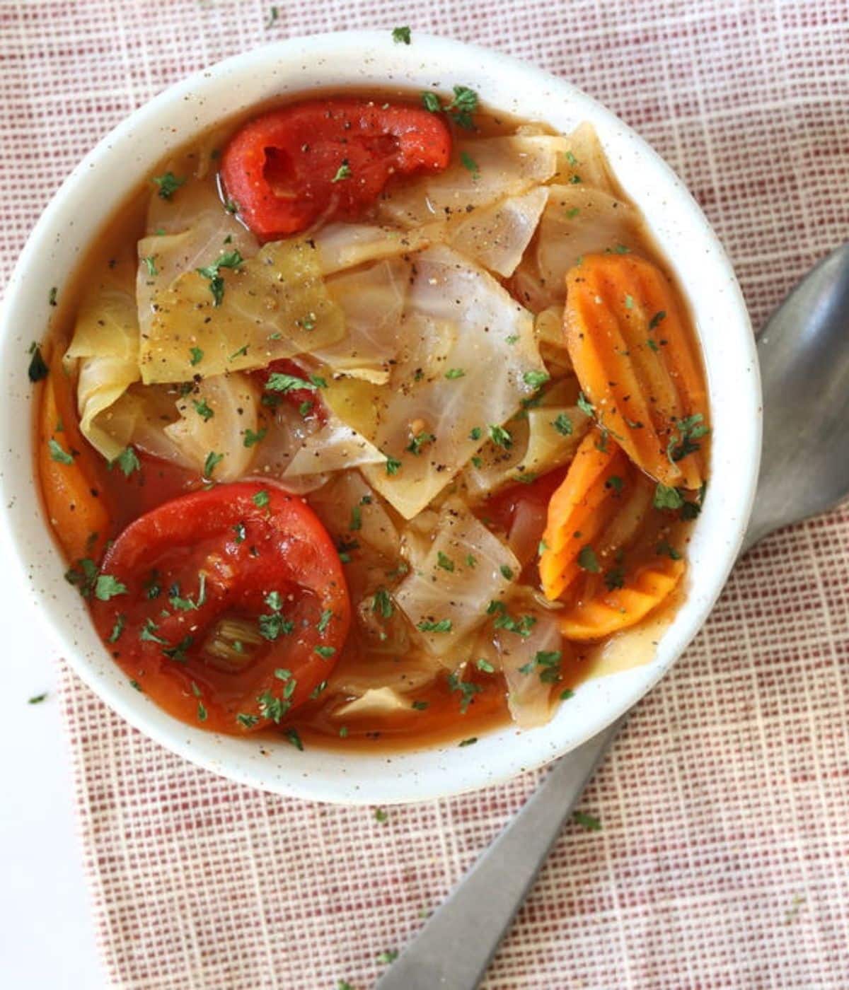instant pot cabbage soup with carrots and broth