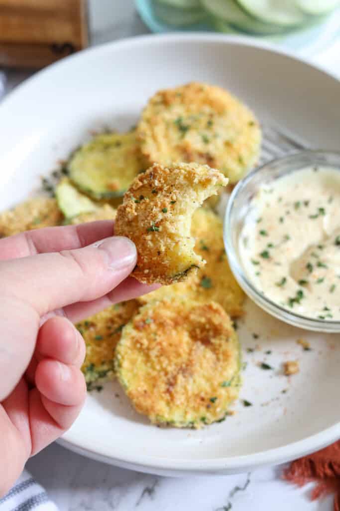 Air Fryer Zucchini Chips {Parmesan crusted + dip!} — Low Carb Quick