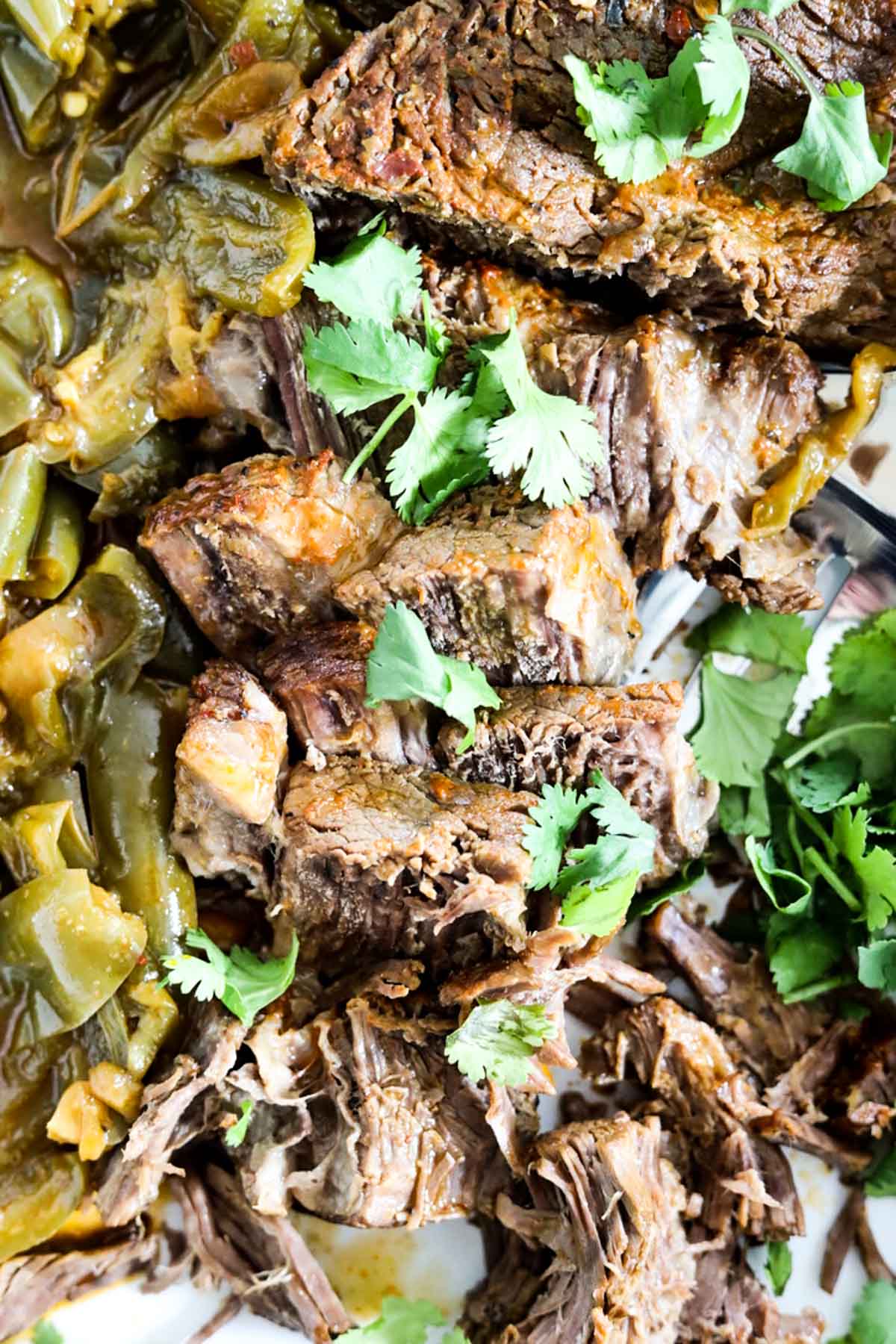 beef carne asada skirt steak with cilantro and jalapeno topping