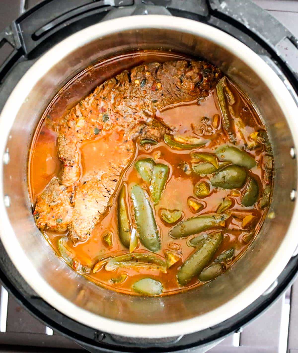 carne asada beef steak with jalapeño in instant pot