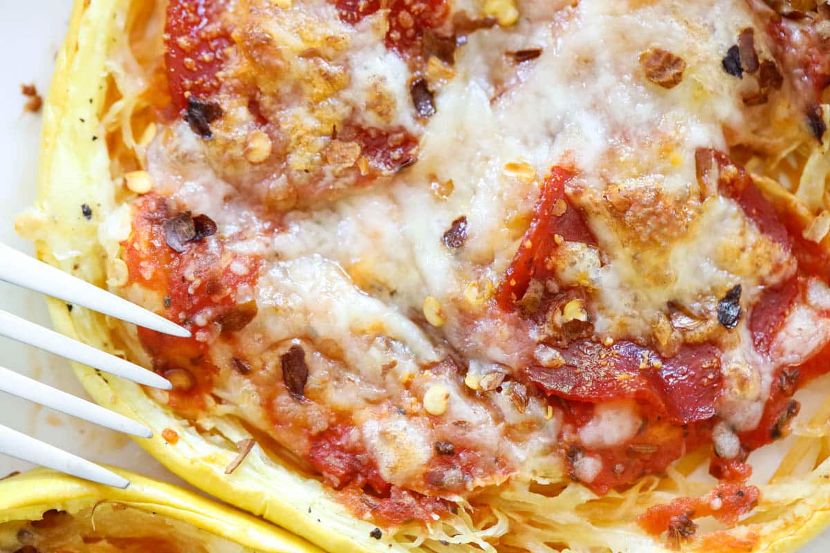 mini spaghetti squash pizza with cheese