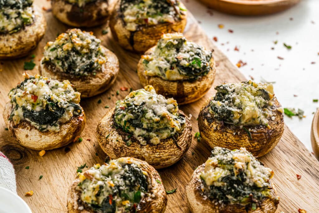 mushrooms seasoned with parsley and parmesan cheese