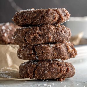 stack of chocolate no bake cookies