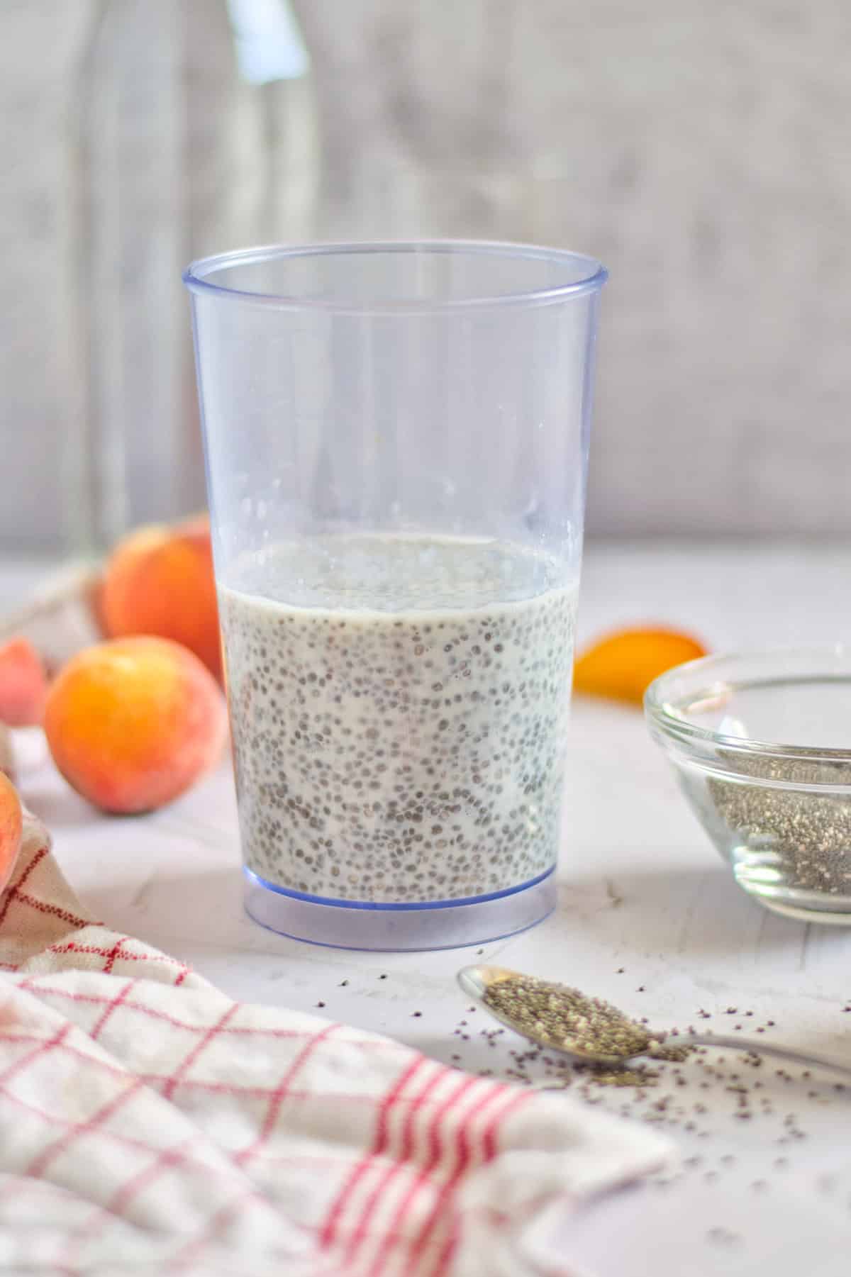 chia in a glass with coconut milk