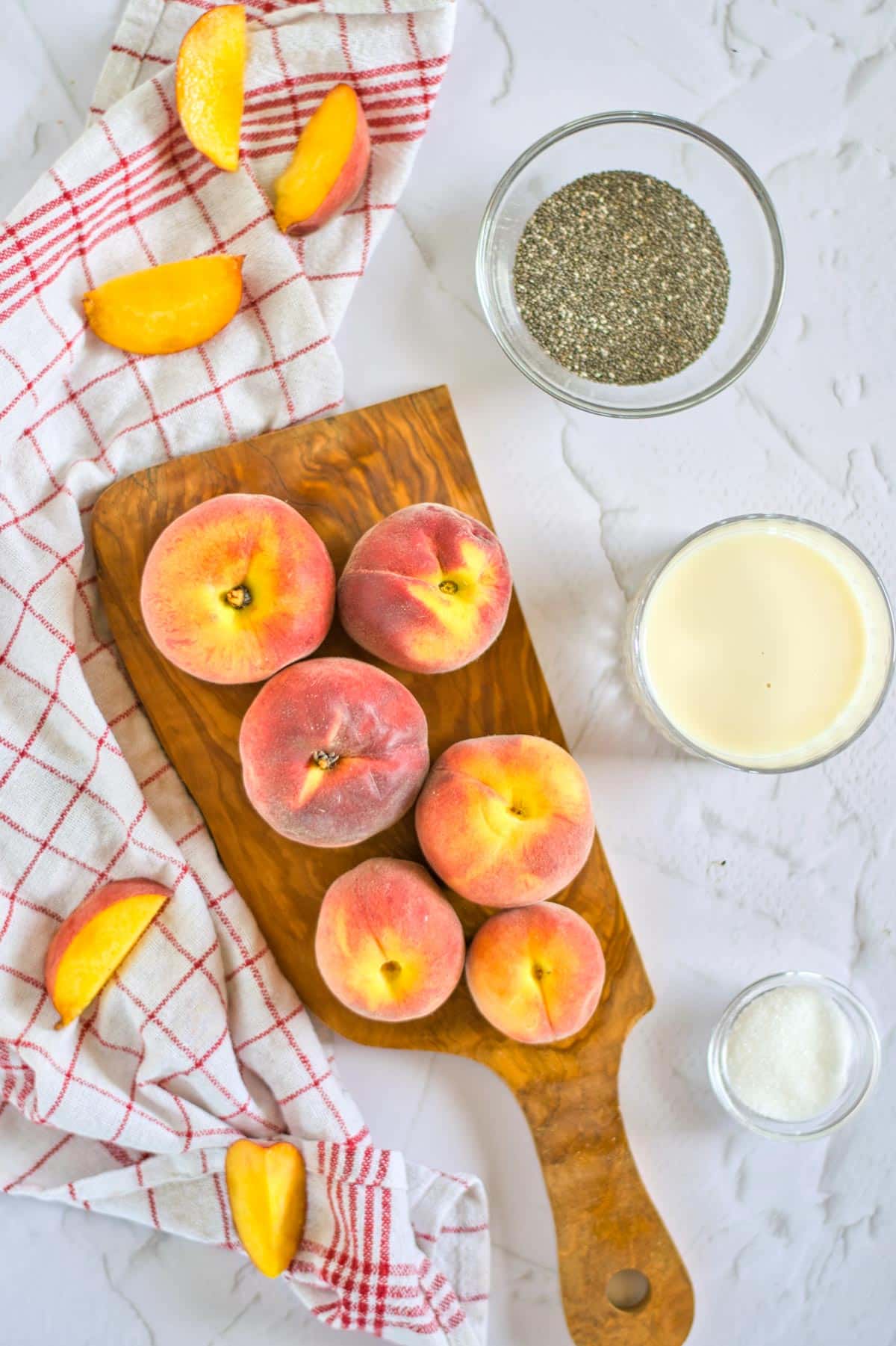 ingredients for chia peach pudding