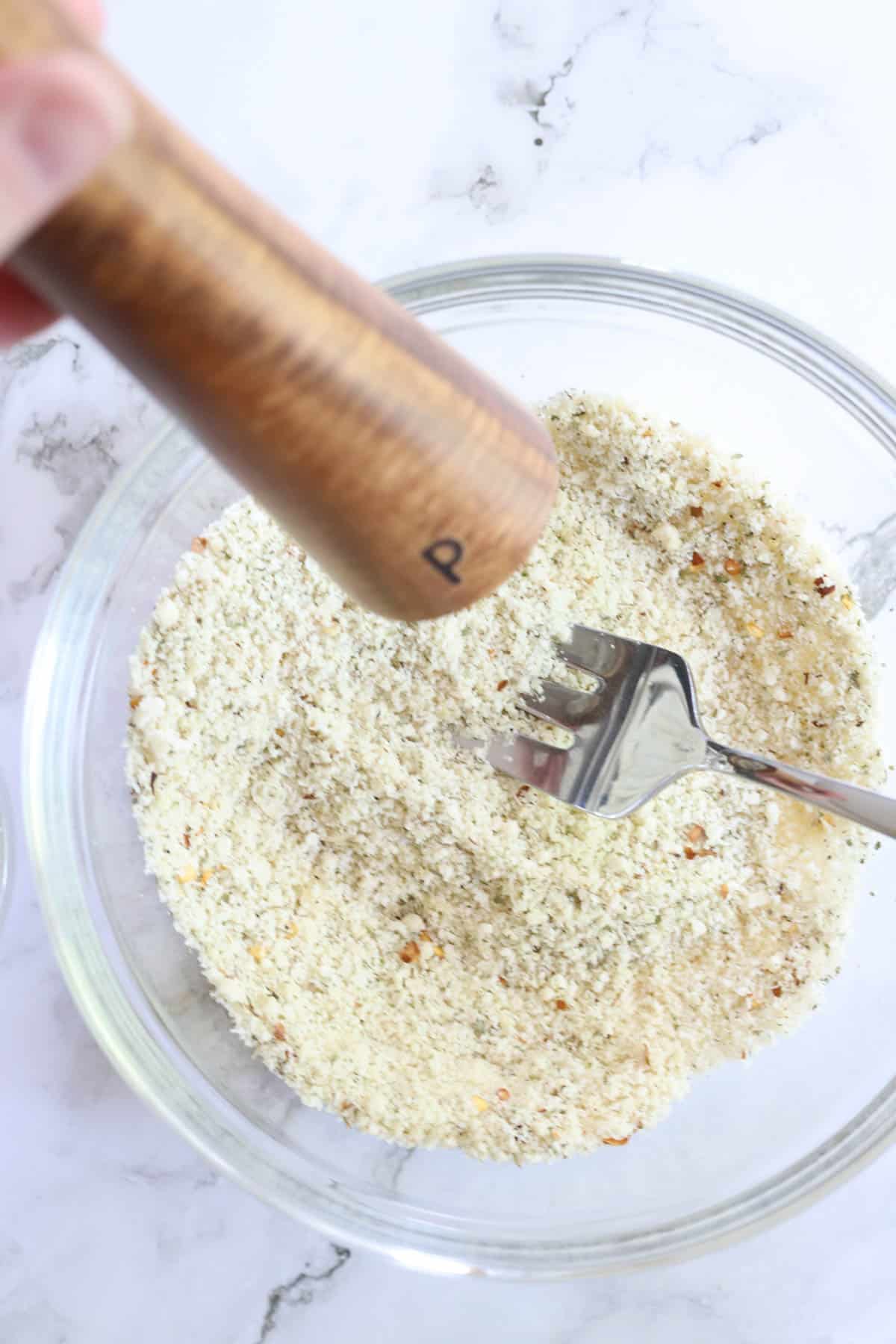 pepper added to bread crumb mixture