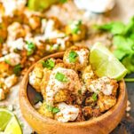 street style cauliflower corn with lime chili and cojita cheeses on top