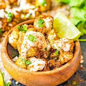 street style Mexican cauliflower with cilantro and chili lime seasoning