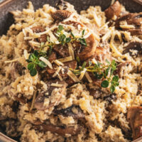 creamy risotto with mushrooms and fresh herbs