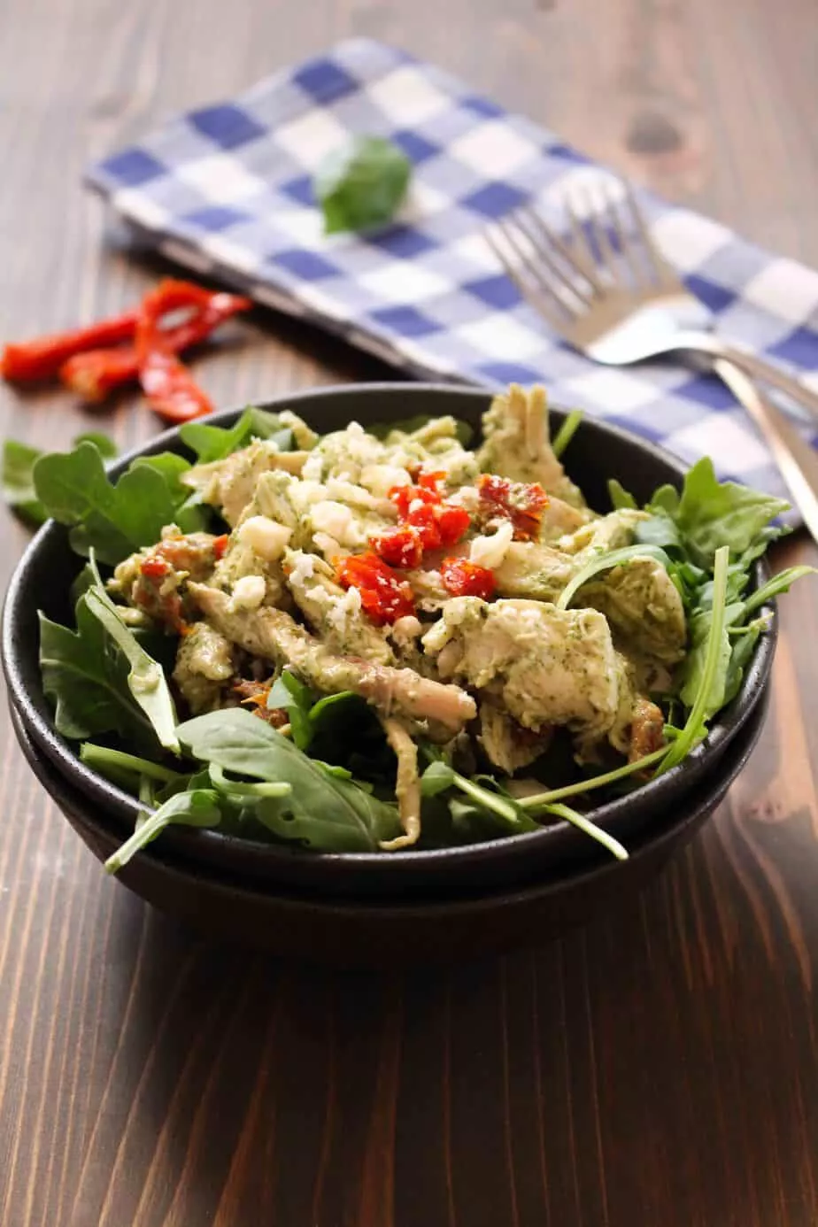 chicken salad with basil and pepper